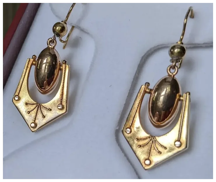 Victorian 14k swinging Doorknocker Earrings