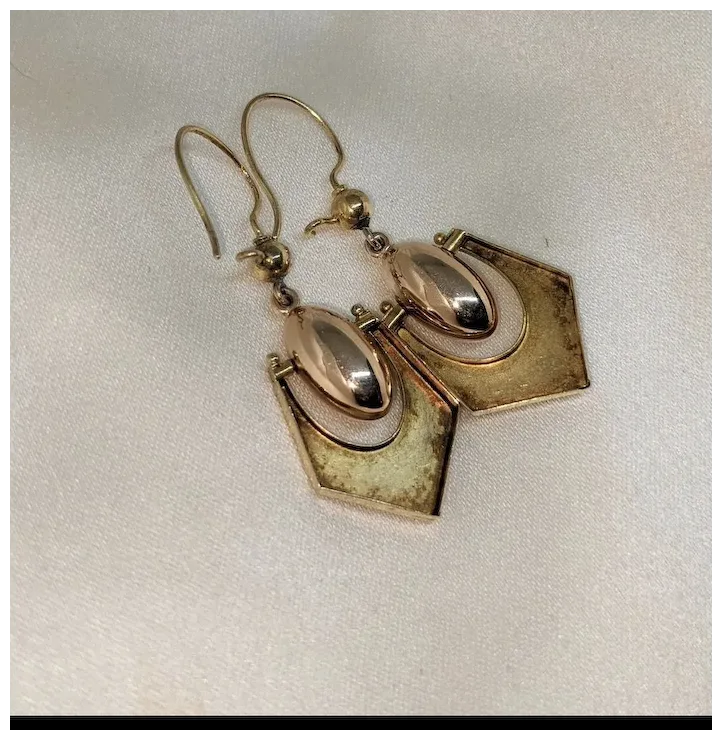 Victorian 14k swinging Doorknocker Earrings