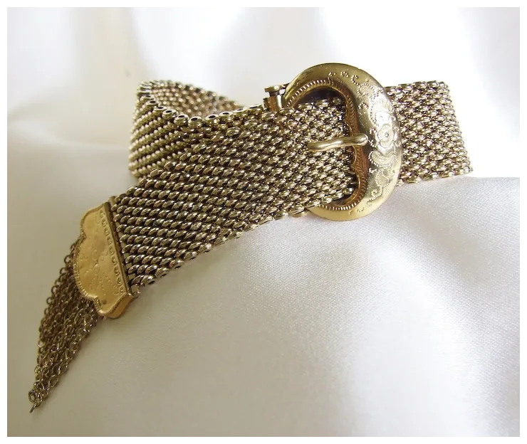 Victorian Gold Filled Buckle Slide Bracelet, Large