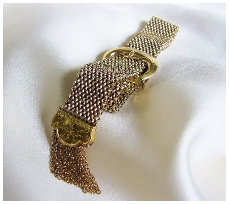 Victorian Gold Filled Buckle Slide Bracelet, Large