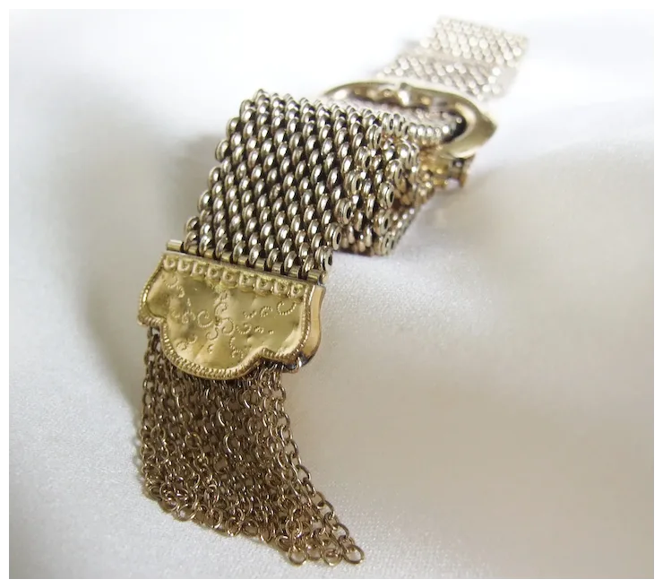 Victorian Gold Filled Buckle Slide Bracelet, Large