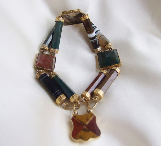 Scottish agate and gold bracelet