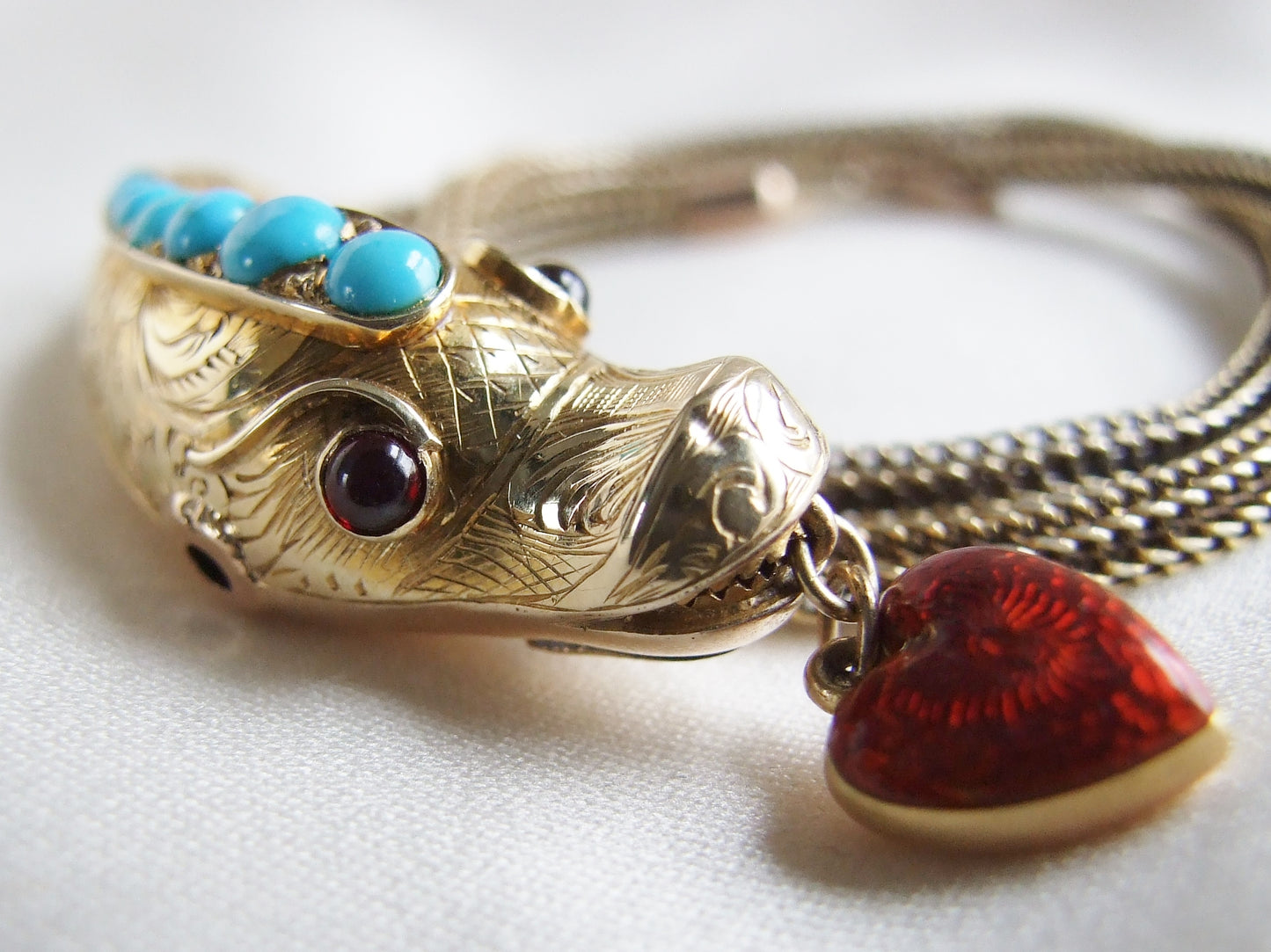Victorian Turquoise Gold and Vermeil Snake Necklace