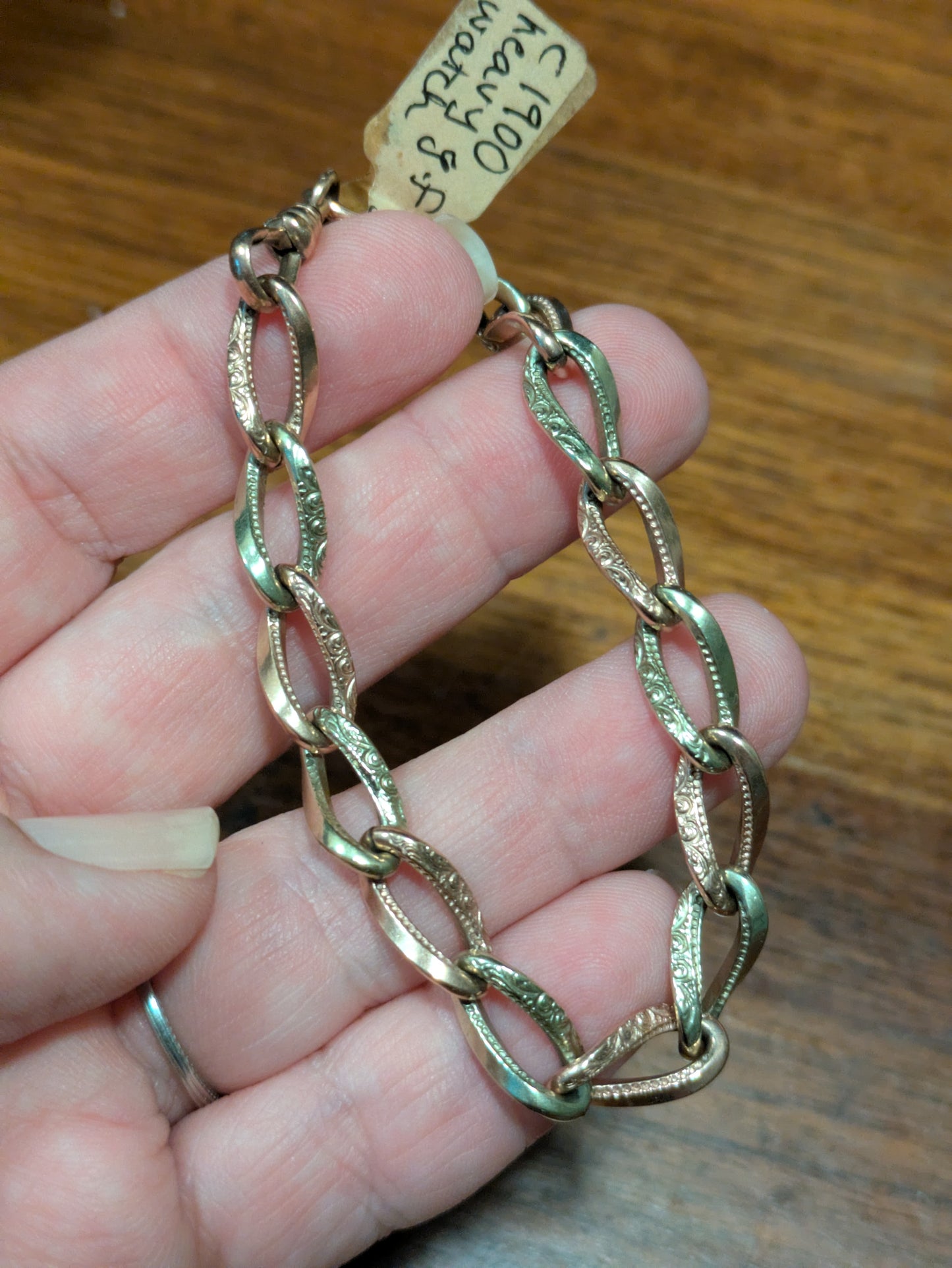 Pink and Yellow Gold Filled Watch Chain Bracelet