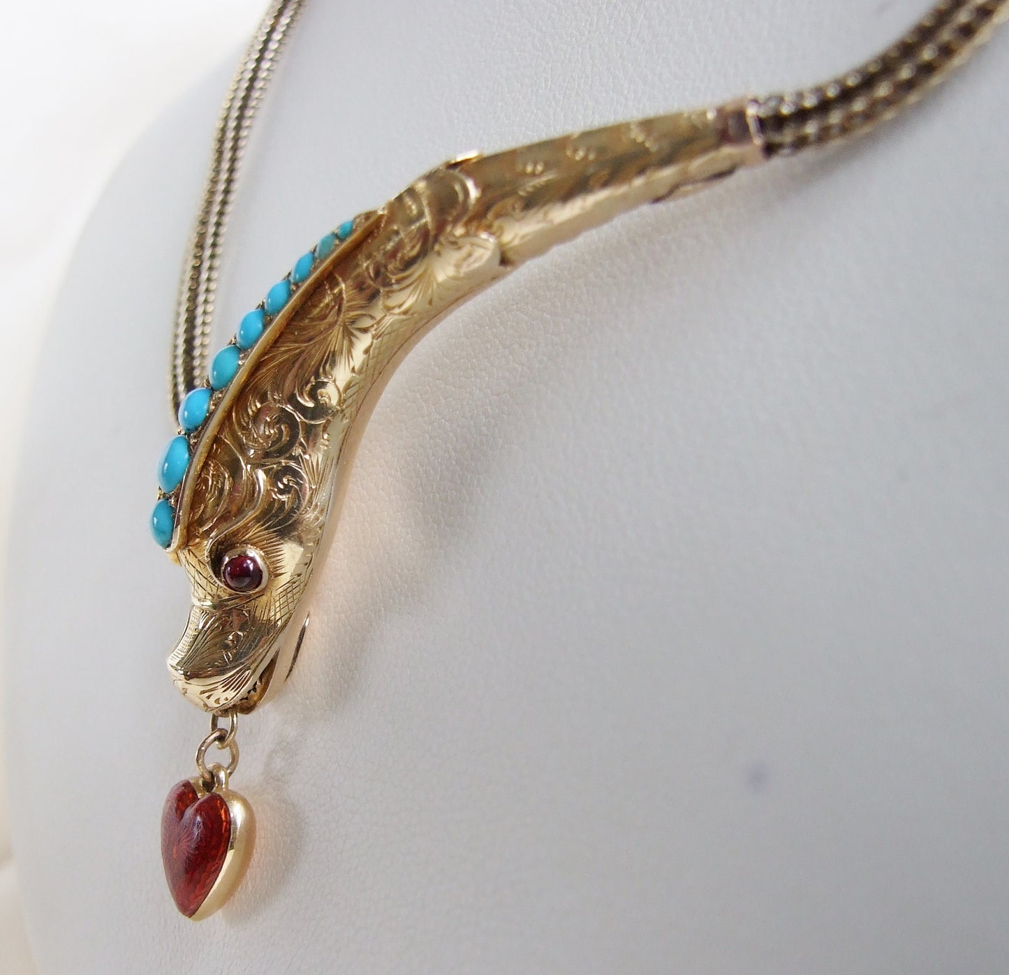 Victorian Turquoise Gold and Vermeil Snake Necklace