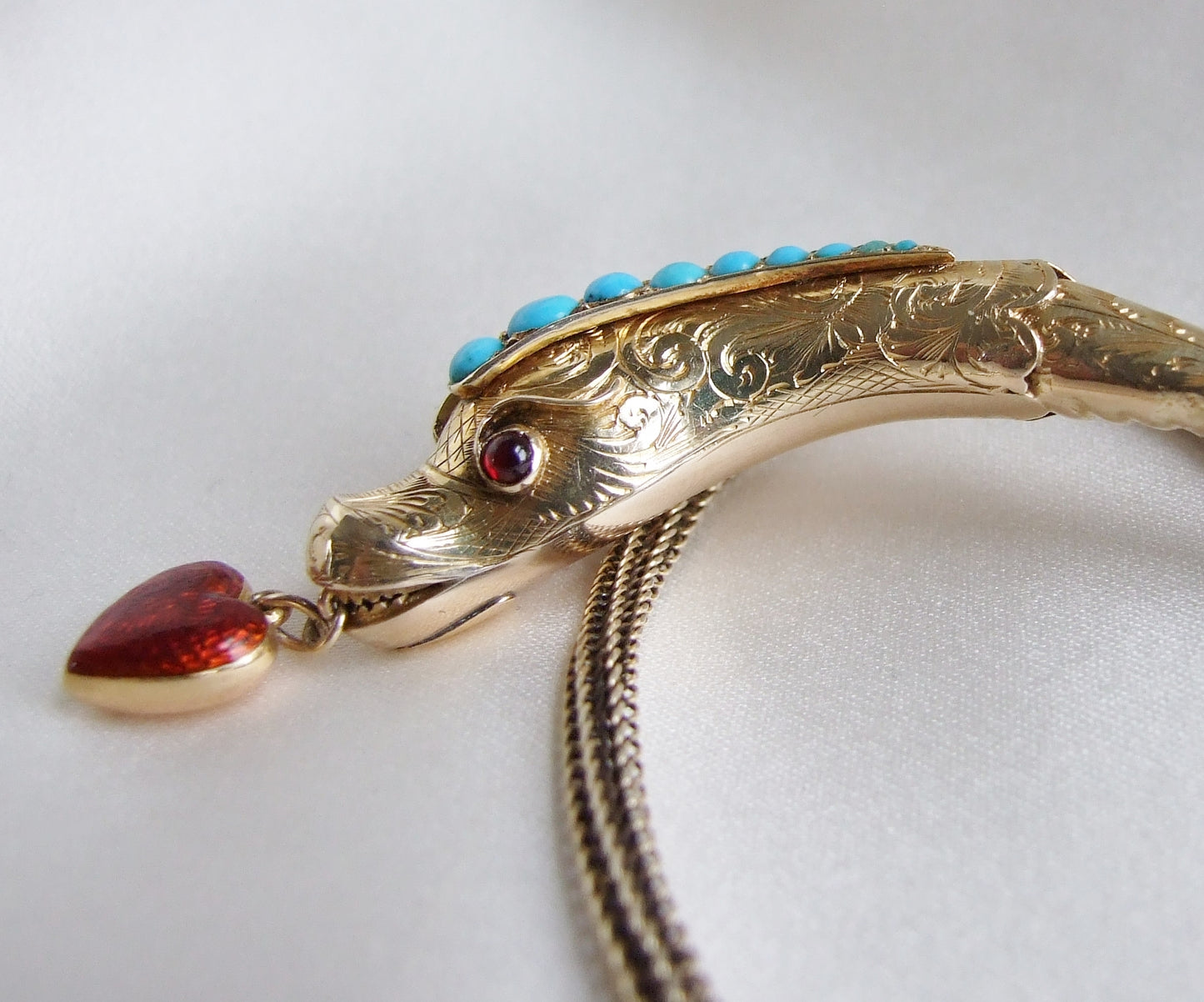 Victorian Turquoise Gold and Vermeil Snake Necklace