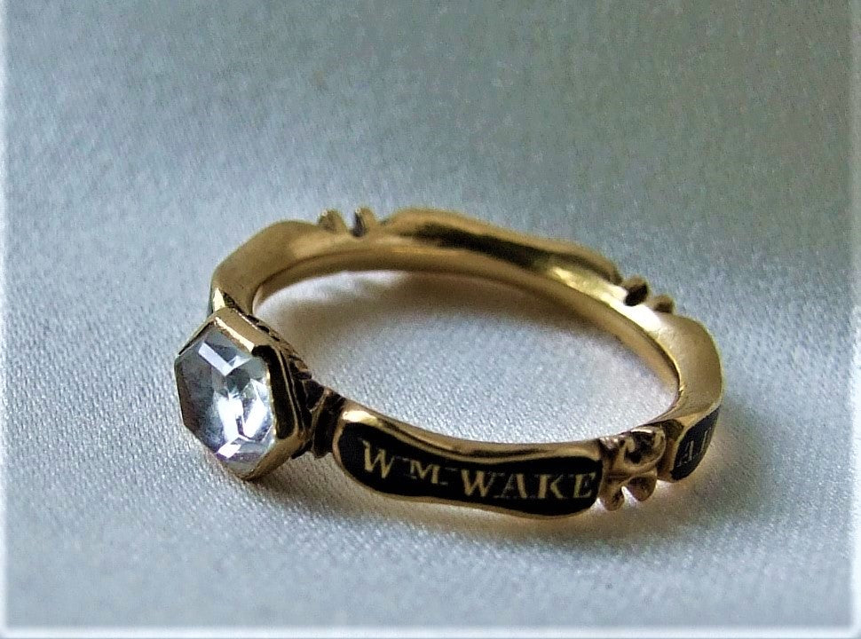 Georgian Memento Mori Memorial Ring Commemorating William Wake, Archbishop of Canterbury, 1736